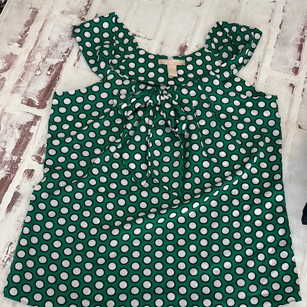 Banana Republic Green Polka Dot Blouse
